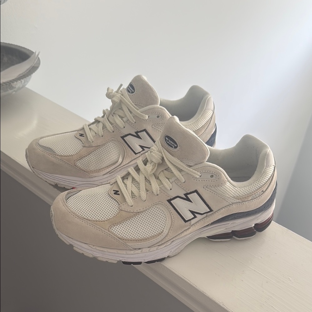 New Balance 2002r Beige, Red, & Blue Athletic Shoes